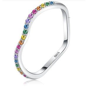 925 Silver Rainbow Crystal Ring